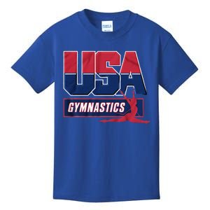 Gymnastics 2024 Us Flag Patriotic American Sports Fan Usa Kids T-Shirt