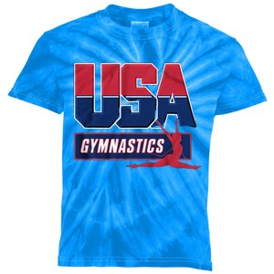 Gymnastics 2024 Us Flag Patriotic American Sports Fan Usa Kids Tie-Dye T-Shirt