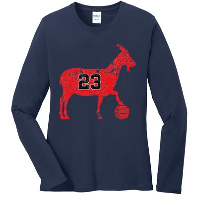 Goat 23 Vintage Greatest Of All Time Ladies Long Sleeve Shirt