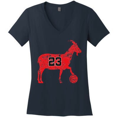 Goat 23 Vintage Greatest Of All Time Women's V-Neck T-Shirt