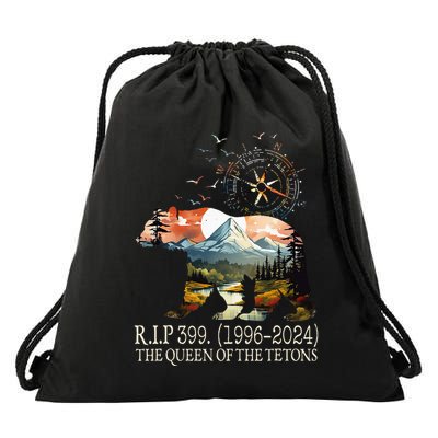 Grizzly 399 28 Years Old Memory The Queen Of The Tetons Drawstring Bag