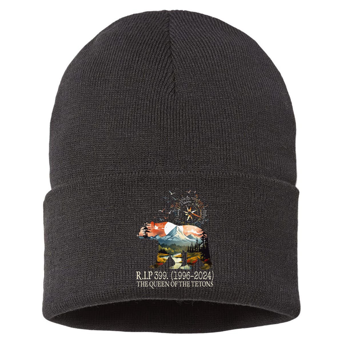 Grizzly 399 28 Years Old Memory The Queen Of The Tetons Sustainable Knit Beanie