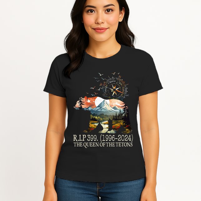 Grizzly 399 28 Years Old Memory The Queen Of The Tetons Womens T-Shirt