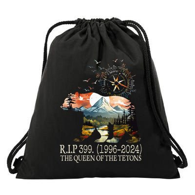 Grizzly 399 28 Years Old Memory The Queen Of The Tetons Drawstring Bag