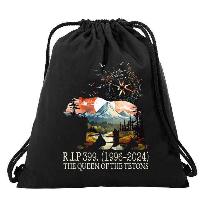 Grizzly 399 28 Years Old Memory The Queen Of The Tetons Drawstring Bag