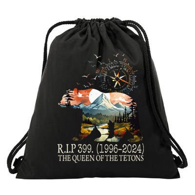 Grizzly 399 28 Years Old Memory The Queen Of The Tetons Drawstring Bag