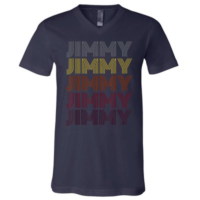 Graphic 365 First Name Jimmy Retro Pattern Vintage Style V-Neck T-Shirt