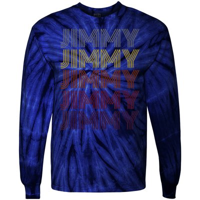 Graphic 365 First Name Jimmy Retro Pattern Vintage Style Tie-Dye Long Sleeve Shirt