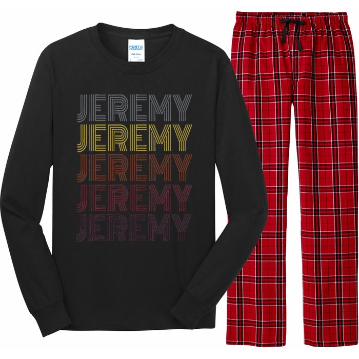 Graphic 365 First Name Jeremy Retro Pattern Vintage Style Long Sleeve Pajama Set