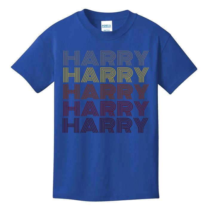 Graphic 365 First Name Harry Retro Pattern Vintage Style Gift Kids T-Shirt