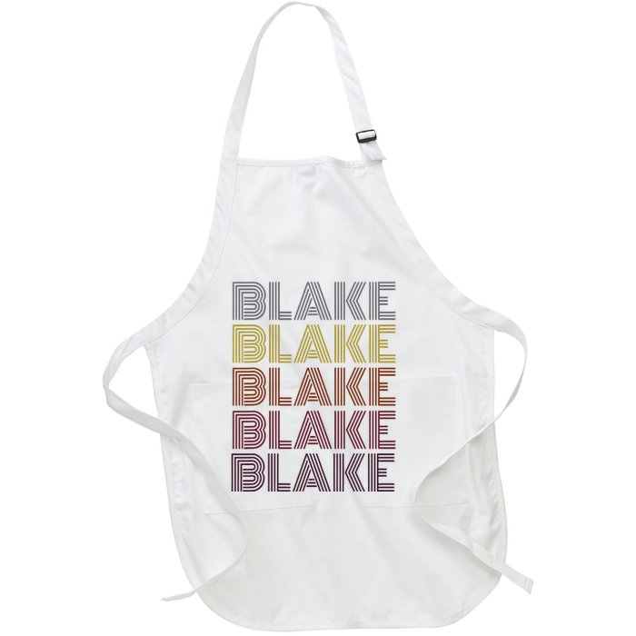 Graphic 365 First Name Blake Retro Pattern Vintage Style Full-Length Apron With Pockets