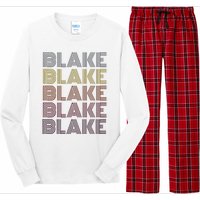 Graphic 365 First Name Blake Retro Pattern Vintage Style Long Sleeve Pajama Set