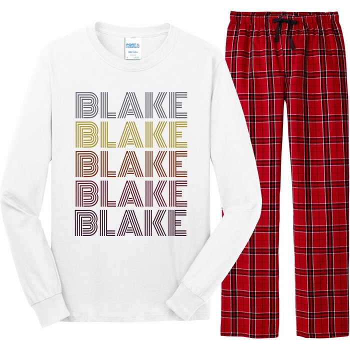 Graphic 365 First Name Blake Retro Pattern Vintage Style Long Sleeve Pajama Set