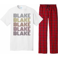 Graphic 365 First Name Blake Retro Pattern Vintage Style Pajama Set