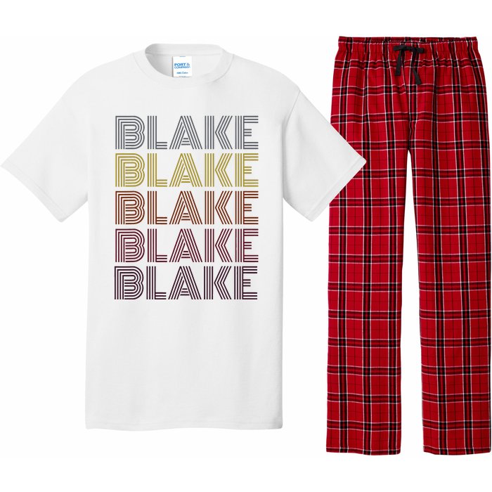 Graphic 365 First Name Blake Retro Pattern Vintage Style Pajama Set