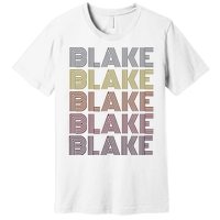 Graphic 365 First Name Blake Retro Pattern Vintage Style Premium T-Shirt