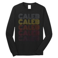 Graphic 365 First Name Caleb Retro Pattern Vintage Style Long Sleeve Shirt