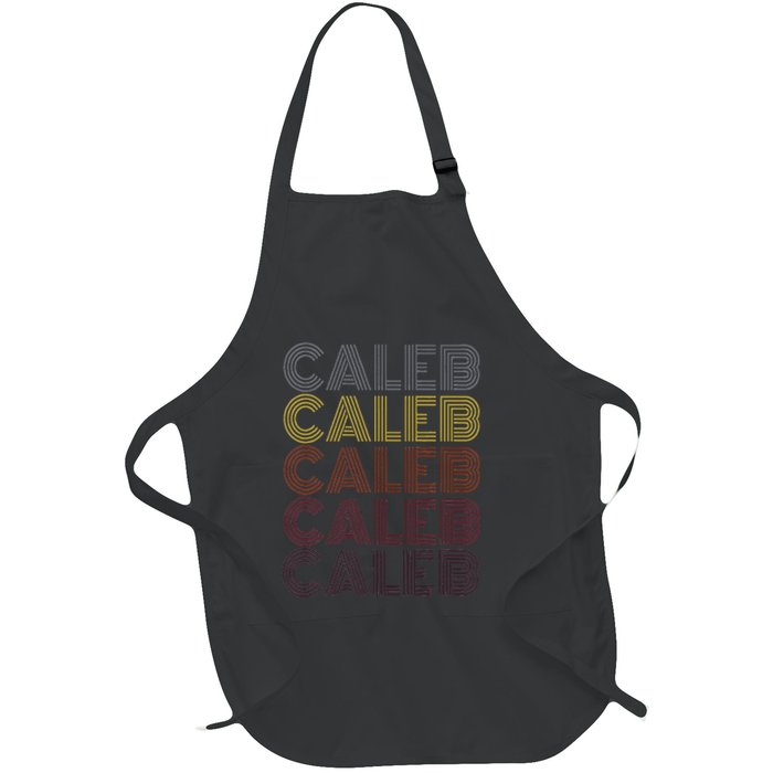 Graphic 365 First Name Caleb Retro Pattern Vintage Style Full-Length Apron With Pockets
