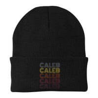 Graphic 365 First Name Caleb Retro Pattern Vintage Style Knit Cap Winter Beanie