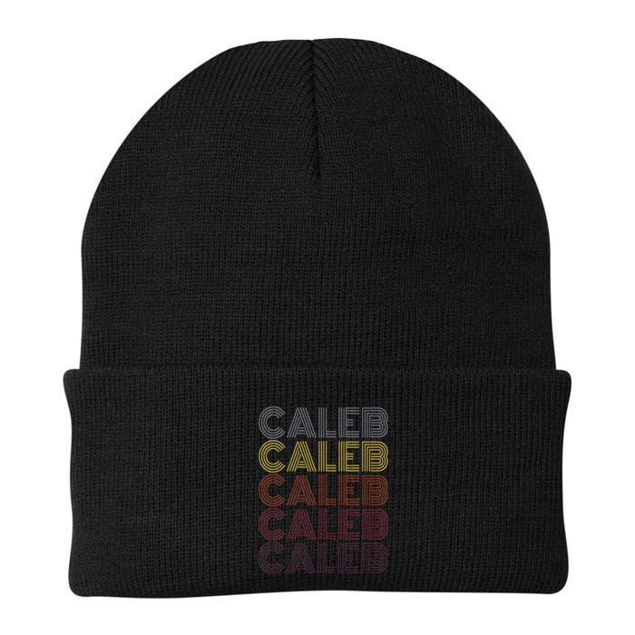 Graphic 365 First Name Caleb Retro Pattern Vintage Style Knit Cap Winter Beanie