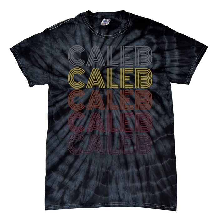 Graphic 365 First Name Caleb Retro Pattern Vintage Style Tie-Dye T-Shirt