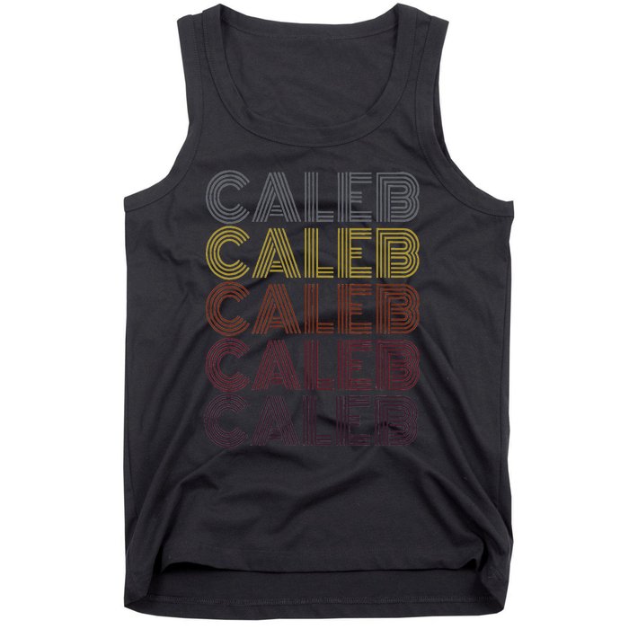 Graphic 365 First Name Caleb Retro Pattern Vintage Style Tank Top