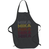 Graphic 365 First Name Mika Retro Pattern Vintage Style Full-Length Apron With Pockets