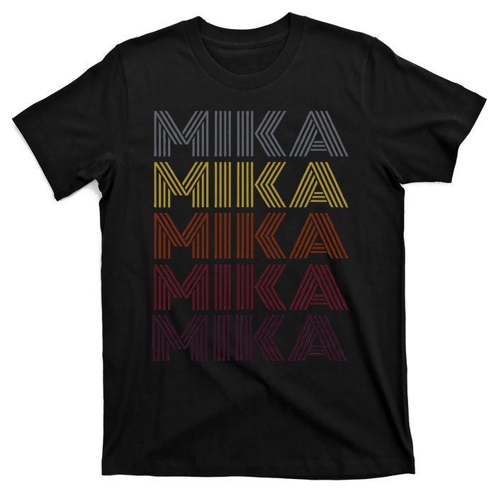 Graphic 365 First Name Mika Retro Pattern Vintage Style T-Shirt