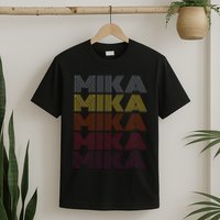 Graphic 365 First Name Mika Retro Pattern Vintage Style T-Shirt