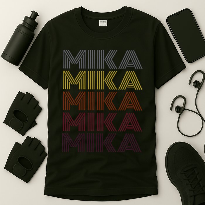 Graphic 365 First Name Mika Retro Pattern Vintage Style T-Shirt
