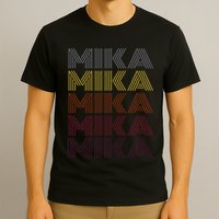 Graphic 365 First Name Mika Retro Pattern Vintage Style T-Shirt