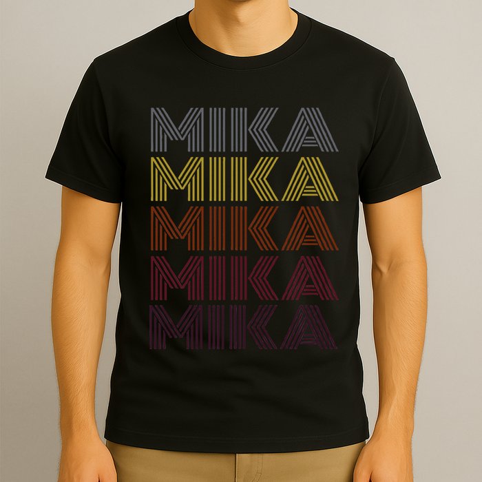Graphic 365 First Name Mika Retro Pattern Vintage Style T-Shirt