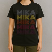 Graphic 365 First Name Mika Retro Pattern Vintage Style T-Shirt
