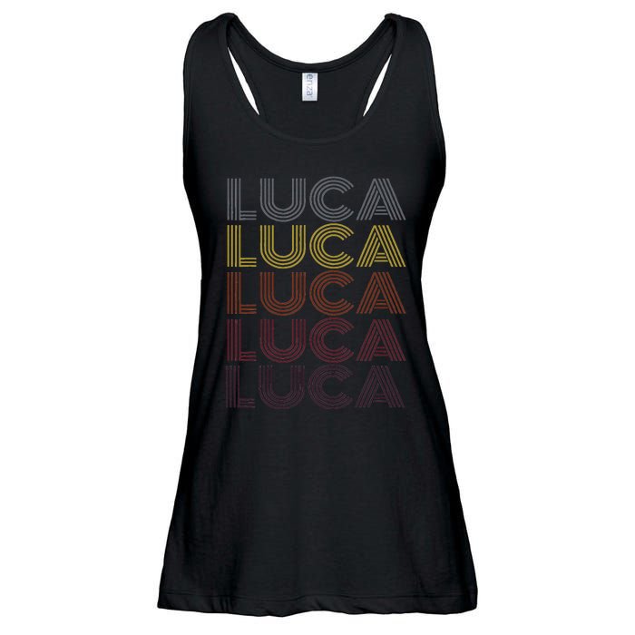 Graphic 365 First Name Luca Retro Pattern Vintage Style Ladies Essential Flowy Tank