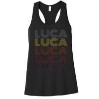 Graphic 365 First Name Luca Retro Pattern Vintage Style Women's Racerback Tank