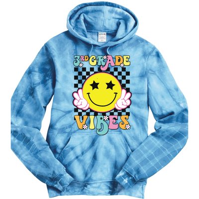 Girl 3rd Grade Vibes Smile Face Back To School Third Grade Tie Dye Hoodie