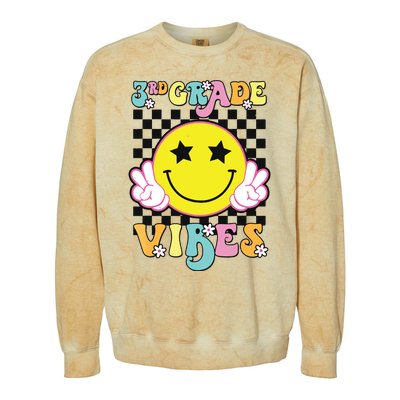 Girl 3rd Grade Vibes Smile Face Back To School Third Grade Colorblast Crewneck Sweatshirt