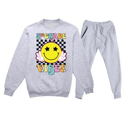 Girl 3rd Grade Vibes Smile Face Back To School Third Grade Premium Crewneck Sweatsuit Set