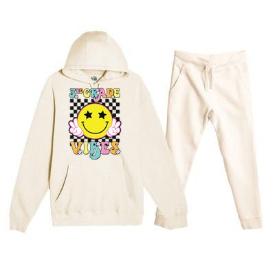 Girl 3rd Grade Vibes Smile Face Back To School Third Grade Premium Hooded Sweatsuit Set