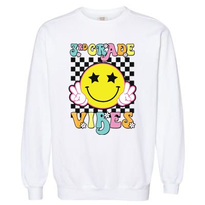 Girl 3rd Grade Vibes Smile Face Back To School Third Grade Garment-Dyed Sweatshirt