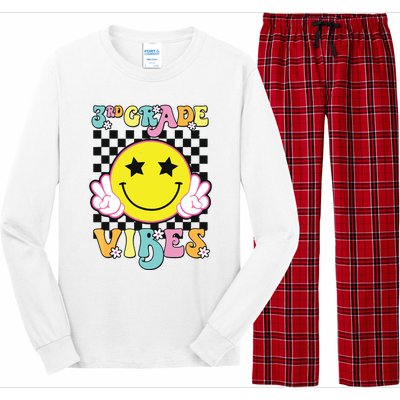 Girl 3rd Grade Vibes Smile Face Back To School Third Grade Long Sleeve Pajama Set