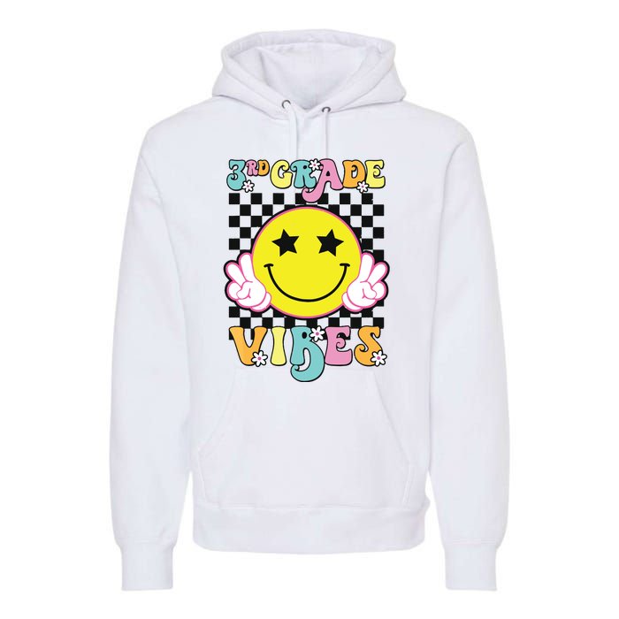 Girl 3rd Grade Vibes Smile Face Back To School Third Grade Premium Hoodie