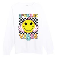 Girl 3rd Grade Vibes Smile Face Back To School Third Grade Premium Crewneck Sweatshirt