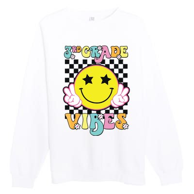 Girl 3rd Grade Vibes Smile Face Back To School Third Grade Premium Crewneck Sweatshirt