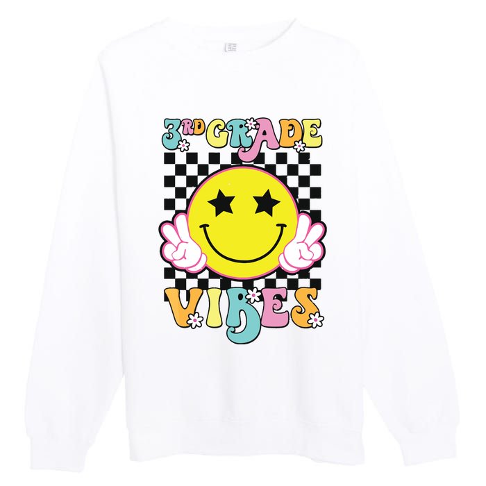 Girl 3rd Grade Vibes Smile Face Back To School Third Grade Premium Crewneck Sweatshirt