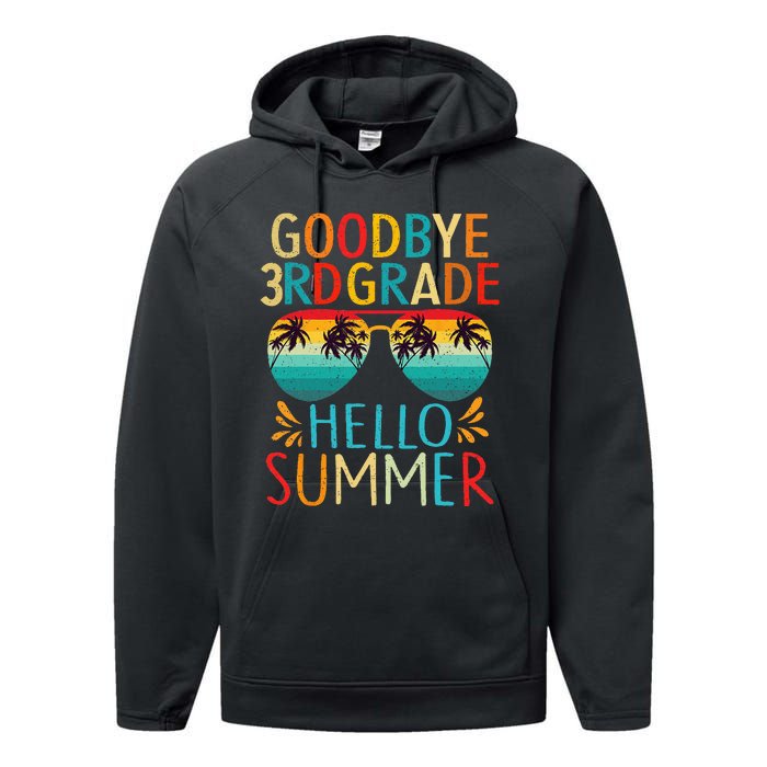 Goodbye 3rd Grade Hello Summer Last Day Of School Kids Performance Fleece Hoodie