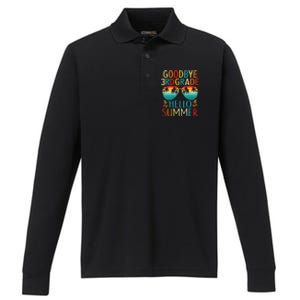 Goodbye 3rd Grade Hello Summer Last Day Of School Kids Performance Long Sleeve Polo