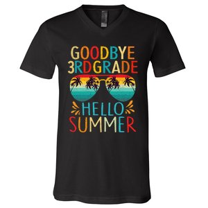 Goodbye 3rd Grade Hello Summer Last Day Of School Kids V-Neck T-Shirt