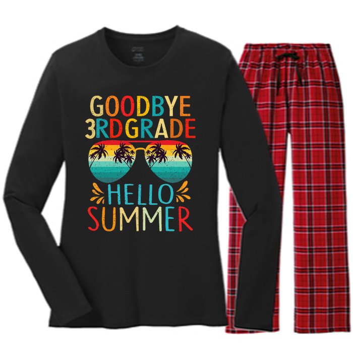 Goodbye 3rd Grade Hello Summer Last Day Of School Kids Women's Long Sleeve Flannel Pajama Set 