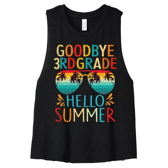 Goodbye 3rd Grade Hello Summer Last Day Of School Kids Women's Racerback Cropped Tank